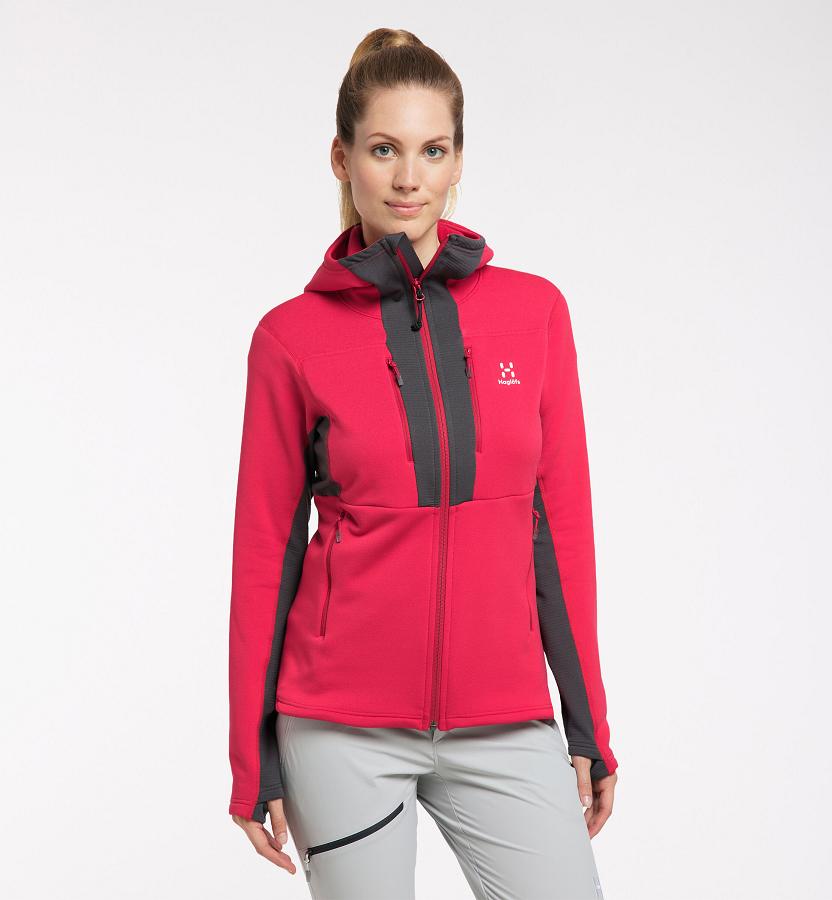 Haglöfs Roc Nordic Mid Layer Red For Womens IYQBU2814 Australia